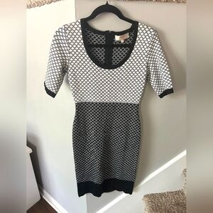 MLV | Black and White Sheath Dress with Cuffed Sleeves | Size M